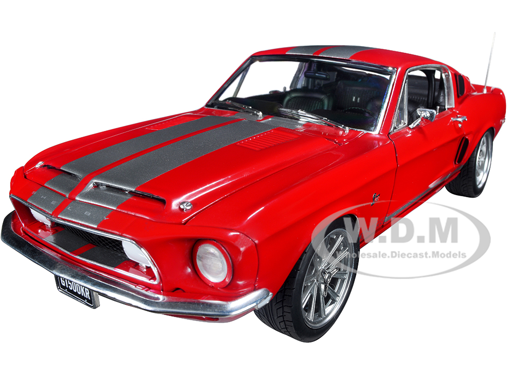 1968 Ford Mustang Shelby GT500 KR Restomod Candy Apple Red with Silver Metallic Stripes "New School" Limited Edition to 1254 pieces Worldwide 1/18 Di