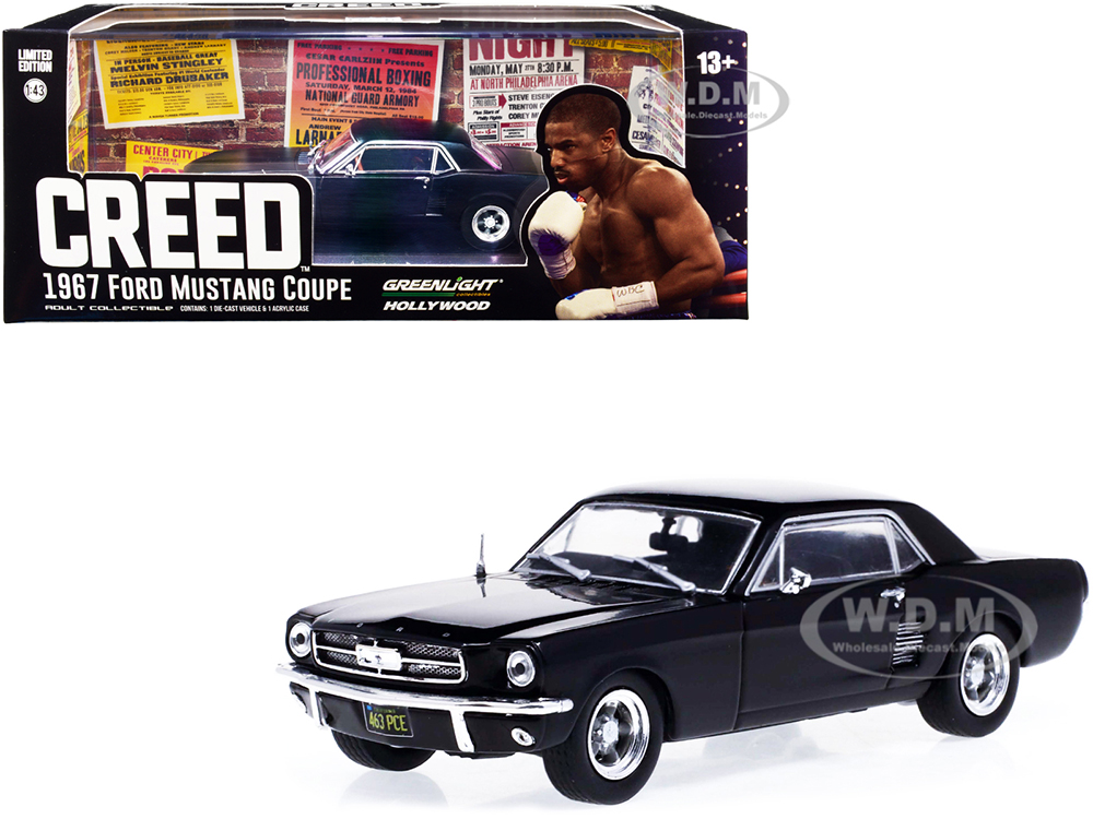 1967 Ford Mustang Coupe Matt Black (Adonis Creeds) "Creed" (2015) Movie 1/43 Diecast Model Car by Greenlight