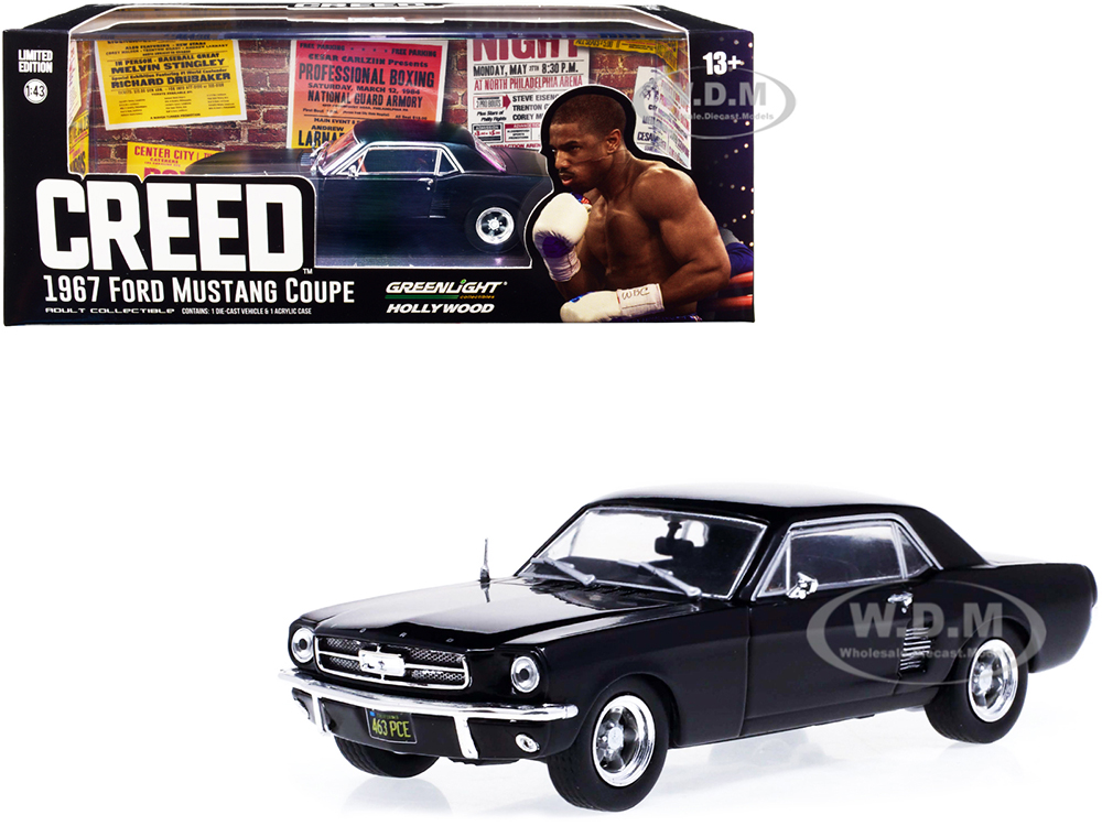 1967 Ford Mustang Coupe Matt Black (Adonis Creeds) Creed (2015) Movie 1/43 Diecast Model Car by Greenlight
