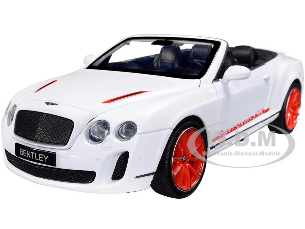 Bentley Continental Supersports ISR Convertible White Metallic with Red Wheels 1/24 Diecast Model Car by Optimum Diecast
