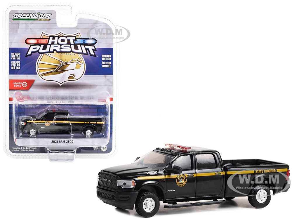2021 RAM 2500 Pickup Truck Black New York State Police State Trooper Hot Pursuit Series 44 1/64 Diecast Model Car By Greenlight
