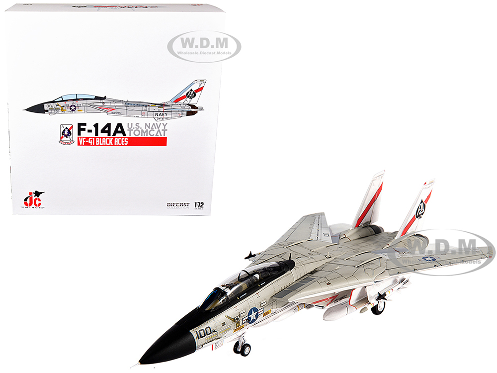 Grumman F-14D Tomcat Fighter Plane U.S. Navy VF-41 Black Aces (1978) 1/72 Diecast Model by JC Wings