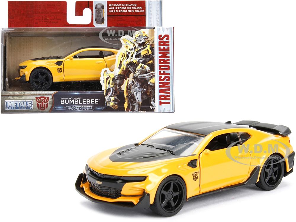2016 Chevrolet Camaro Yellow Bumblebee with Robot on Chassis "Transformers The Last Knight" (2017) Movie 1/32 Diecast Model Car by Jada