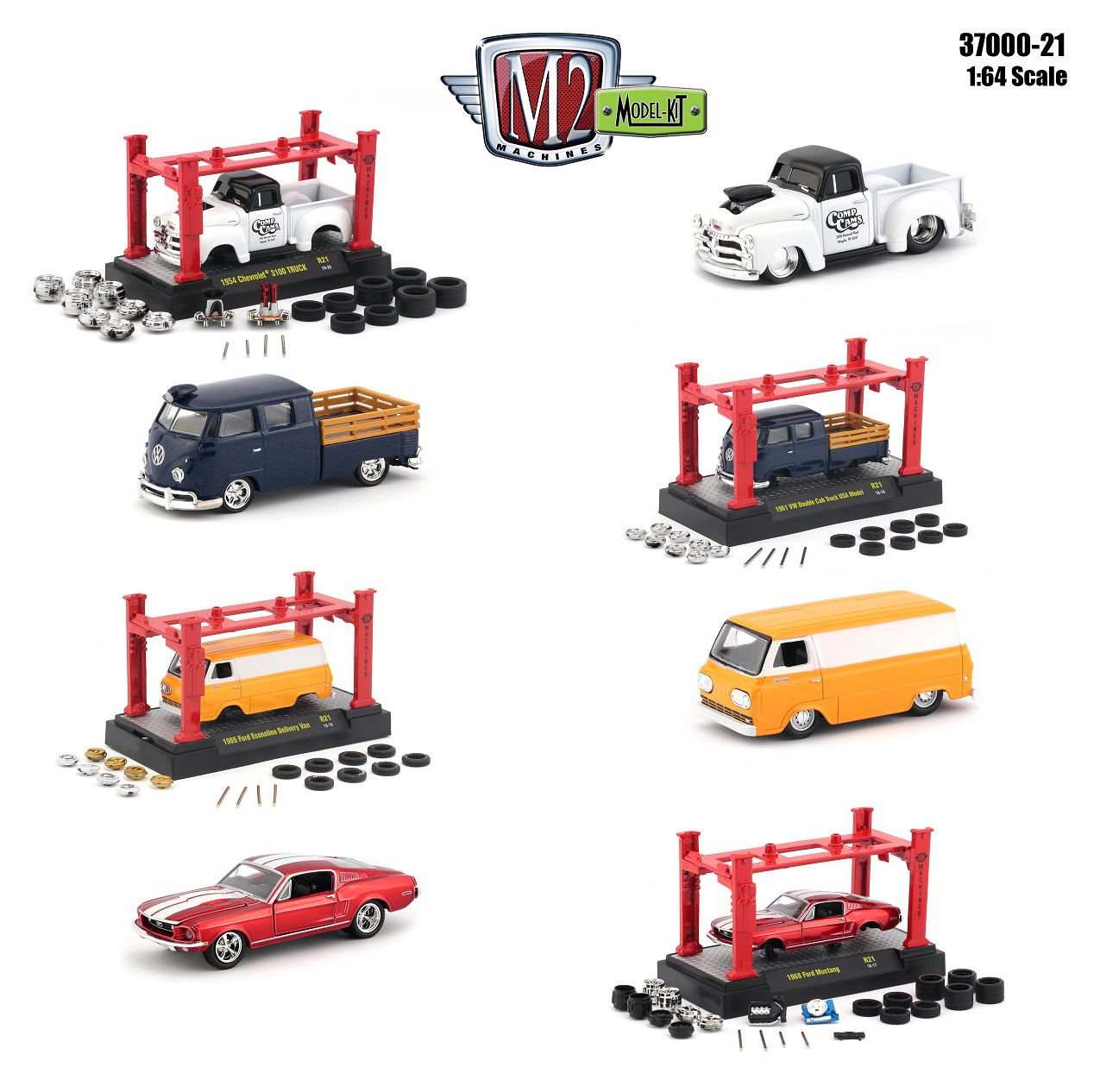 Model Kit 4 Pieces Set Release 21 1/64 Diecast Model Cars By M2 Machines