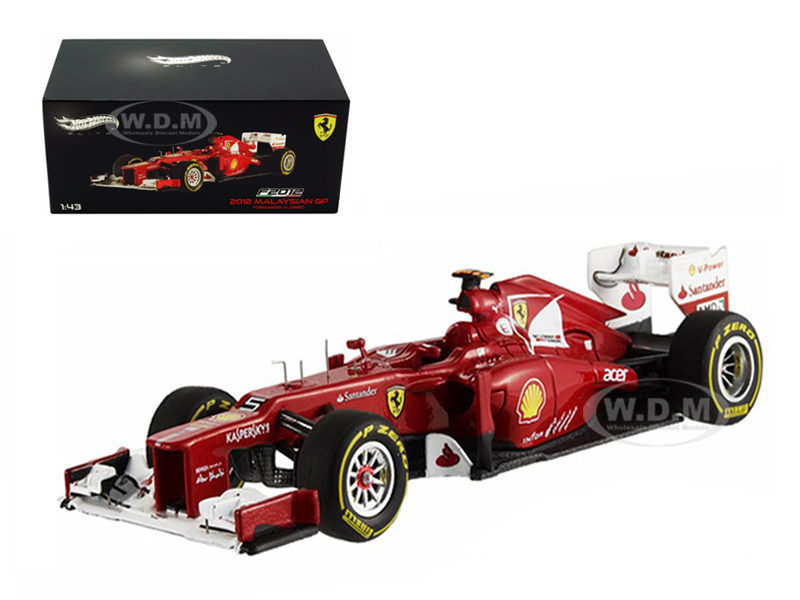 F2012 Ferrari Fernando Alonso Malaysia Gp 2012 Formula 1 1/43 Diecast Model Car By Hotwheels