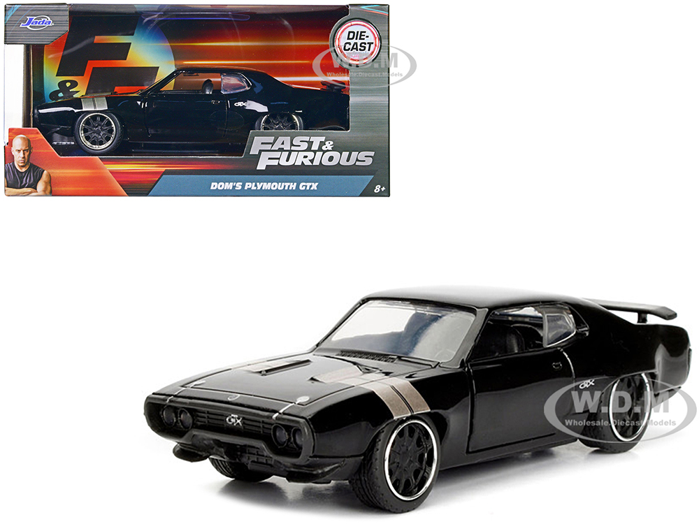 Doms Plymouth GTX Black with Silver Stripes Fast & Furious F8 The Fate of the Furious Movie 1/32 Diecast Model Car by Jada