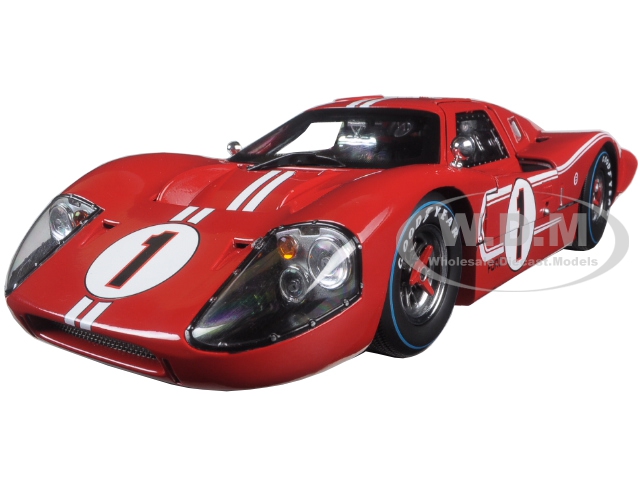 Ford GT MK IV 1 Red with White Stripes 24H of Le Mans (1967) 1/18 Diecast Model Car by Shelby Collectibles