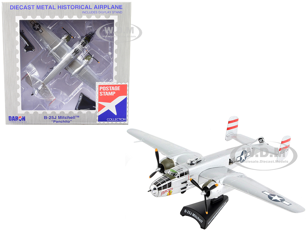 North American B-25J Mitchell Bomber Aircraft "Panchito" United States Air Force 1/100 Diecast Model Airplane by Postage Stamp