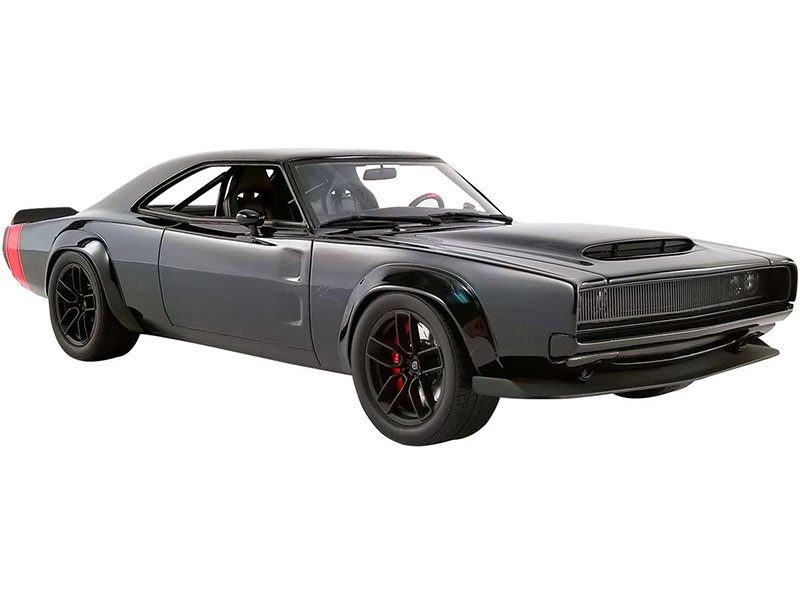 Image of 1968 Dodge Super Charger SEMA Concept Black with Red Tail Stripes "USA Exclusive" Series 1/18 Model Car by GT Spirit for ACME