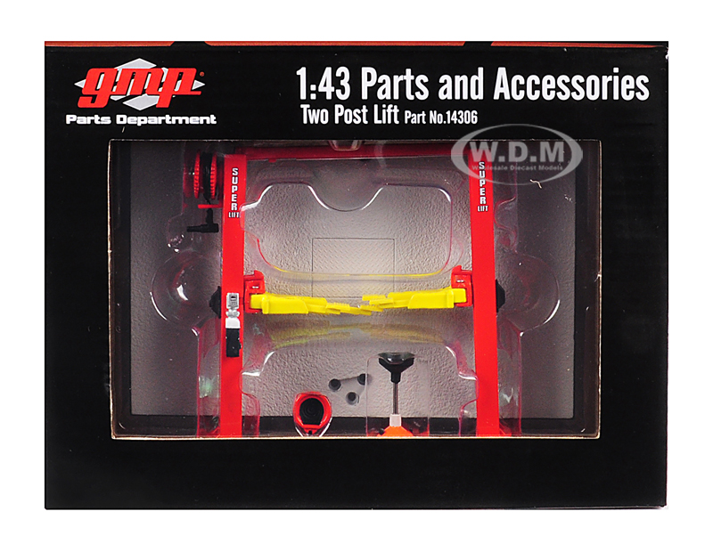 Two Post Lift Red And Yellow For 1/43 Scale Diecast Model Cars By Gmp