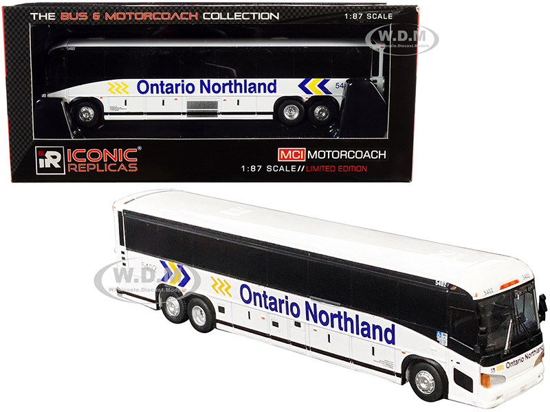 Image of MCI D4505 Motorcoach Bus "Ontario Northland" White "The Bus &amp; Motorcoach Collection" 1/87 (HO) Diecast Model by Iconic Replicas