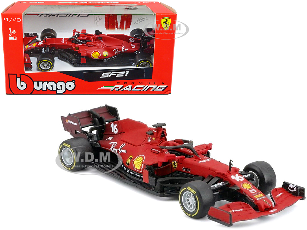 Ferrari SF21 16 Charles Leclerc Formula One F1 World Championship (2021) Formula Racing Series 1/43 Diecast Model Car by Bburago