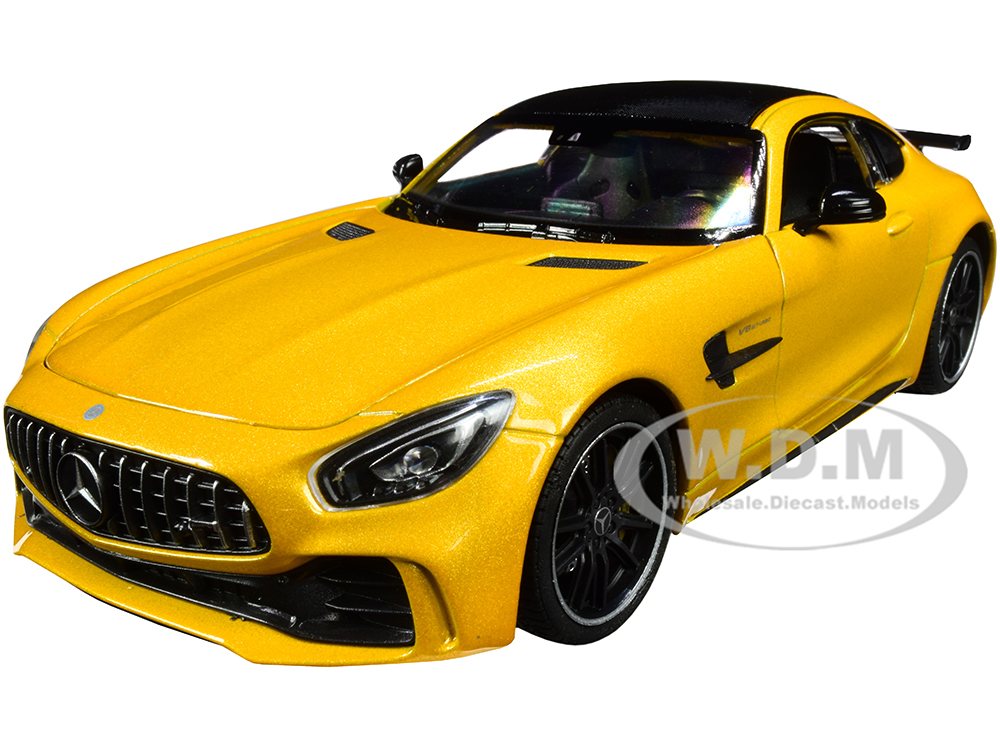 Image of Mercedes AMG GT R Yellow Metallic with Carbon Top "NEX Models" 1/24 Diecast Model Car by Welly