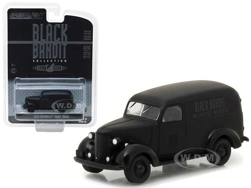 Image of 1939 Chevrolet Panel Van Black Bandit 1/64 Diecast Model Car by Greenlight