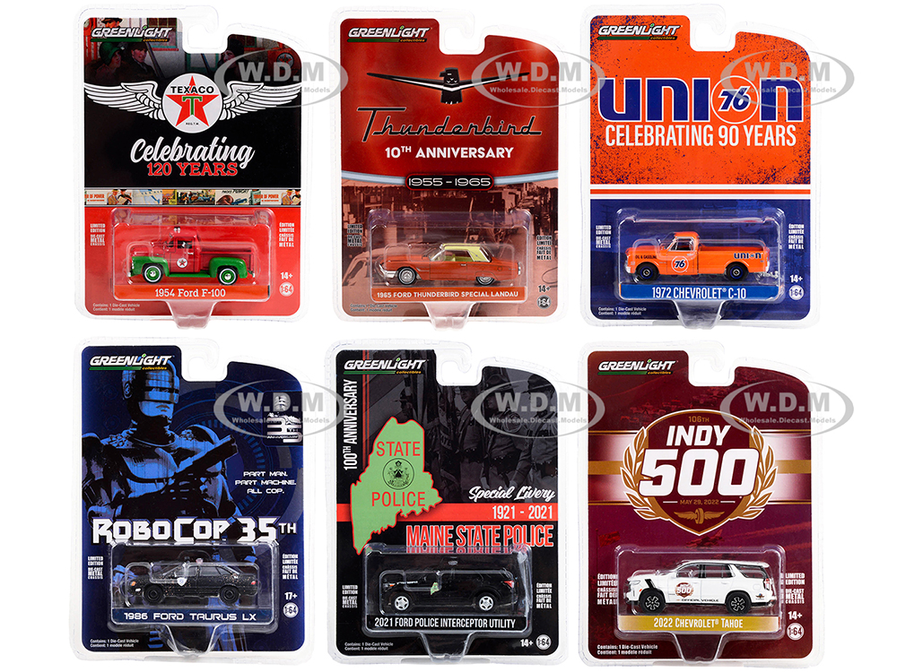 "Anniversary Collection" Set of 6 pieces Series 15 1/64 Diecast Model Cars by Greenlight