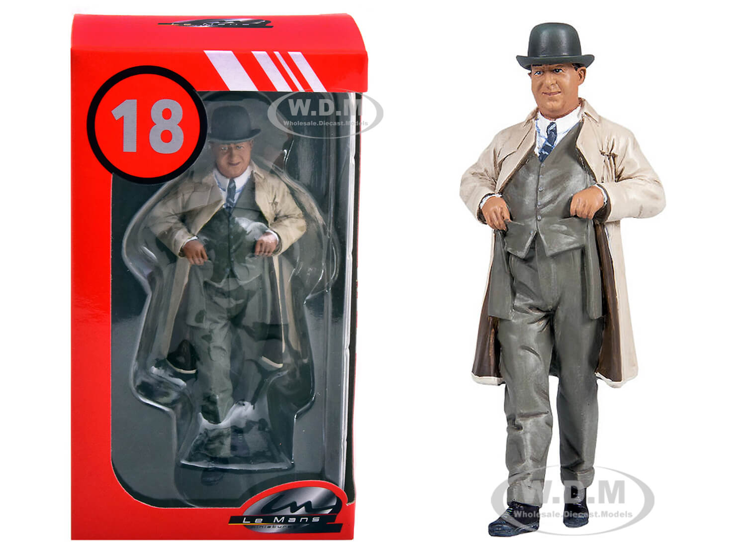 1930s Ettore Bugatti with Raincoat Figurine for 1/18 Scale Model Cars by Le Mans Miniatures