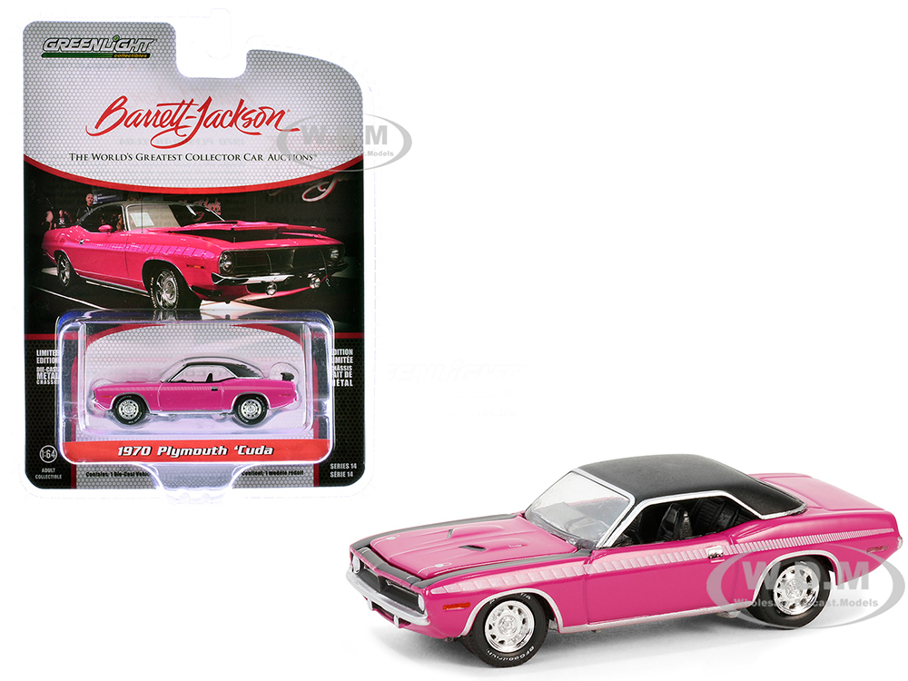 1970 Plymouth Barracuda Moulin Rouge Pink with Black Top (Las Vegas 2023) Barrett Jackson "Scottsdale Edition" Series 14 1/64 Diecast Model Car by Gr