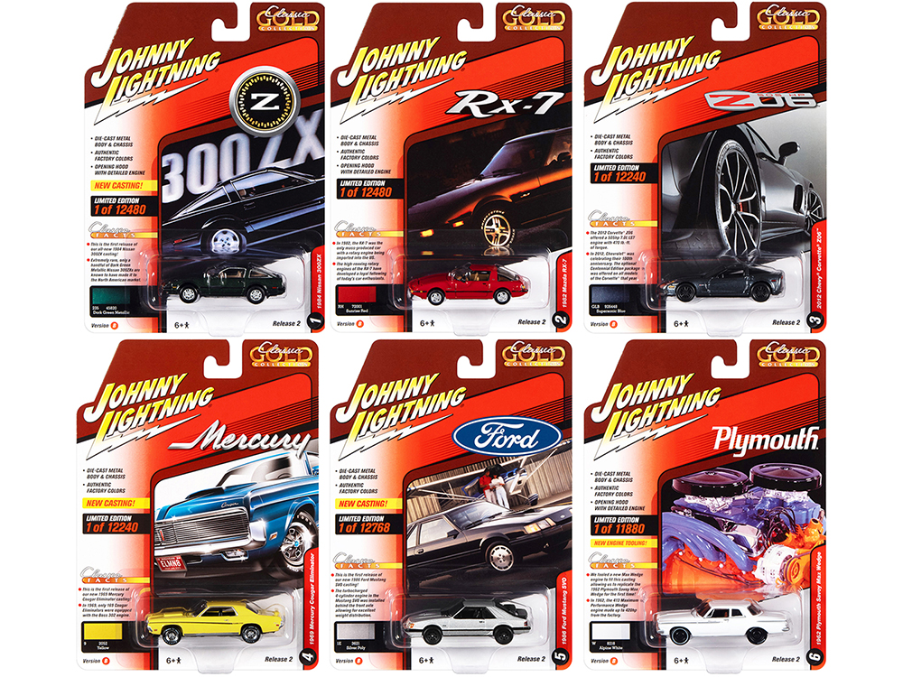 "Classic Gold Collection" 2022 Set B of 6 Cars Release 2 1/64 Diecast Model Cars by Johnny Lightning