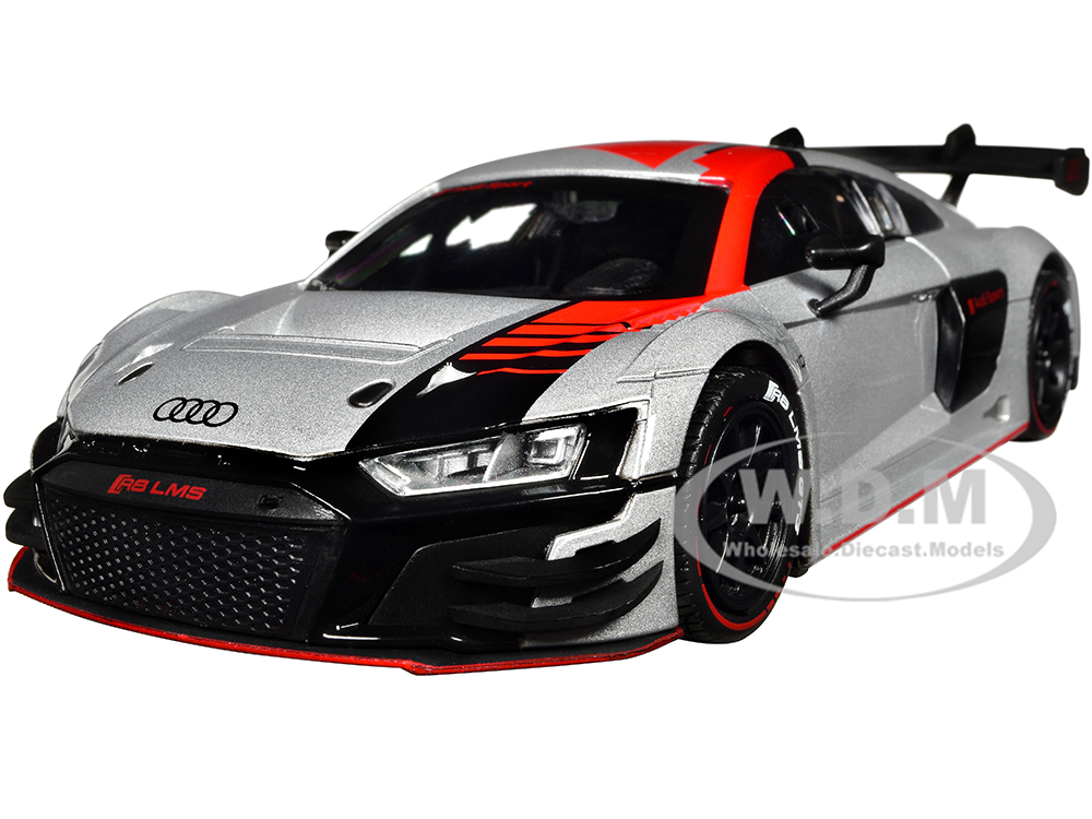 Audi R8 LMS GT3 Silver Metallic with Graphics GT Racing Series 1/24 Diecast Model Car by Motormax