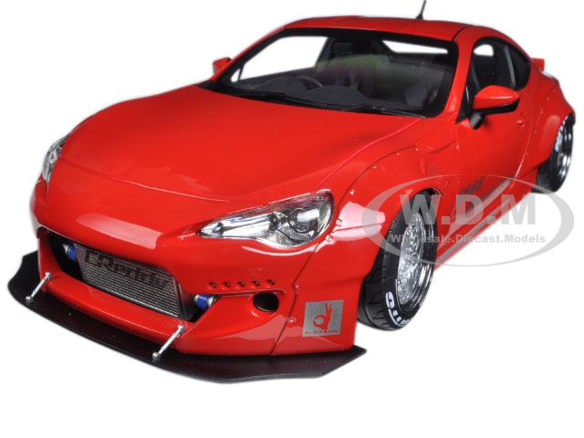 Image of Rocket Bunny Toyota 86 Metallic Red with Silver Wheels 1/18 Model Car by Autoart