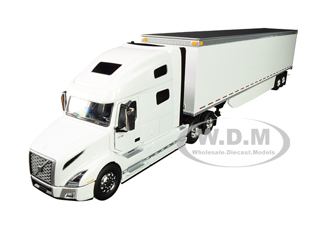 Volvo Vnl 760 Sleeper Cab With 53 Trailer With Side Skirts White 1/50 Diecast Model By First Gear