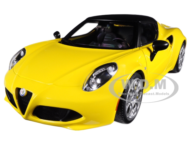 Alfa Romeo 4c Spider Giallo Prototipo Yellow With Black Top 1/18 Model Car By Autoart