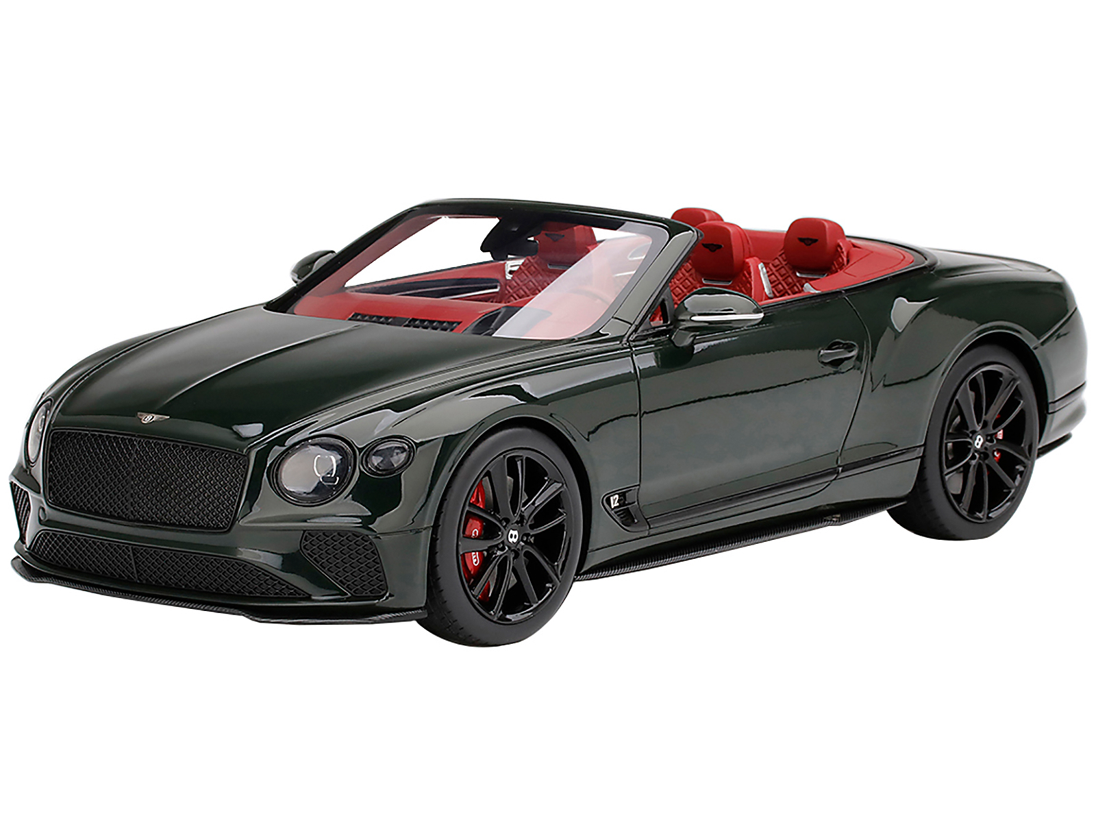 Bentley Continental GT Convertible British Racing Green with Red Interior 1/18 Model Car by Top Speed