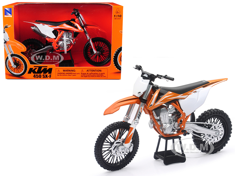 Ktm 450 Sx-f Dirt Bike Orange And White 1/10 Diecast Motorcycle Model By New Ray
