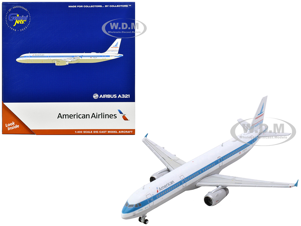 Airbus A321 Commercial Aircraft "American Airlines - Piedmont" (N581UW) White with Blue Stripes 1/400 Diecast Model Airplane by GeminiJets