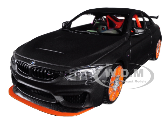 BMW M4 GTS Gray with Carbon Top and Orange Wheels 1/24 Diecast Model Car by Maisto