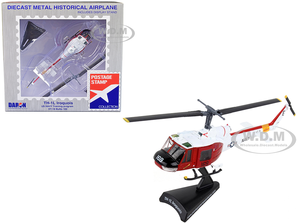 Bell TH-1L Iroquois Helicopter 169 "United States Navy Training Program HT-18" 1/87 (HO) Diecast Model by Postage Stamp