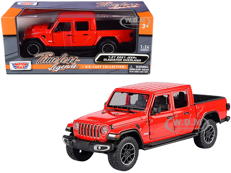 2021 Jeep Gladiator Overland (Closed Top) Pickup Truck Red 1/24-1/27 Diecast Model Car by Motormax