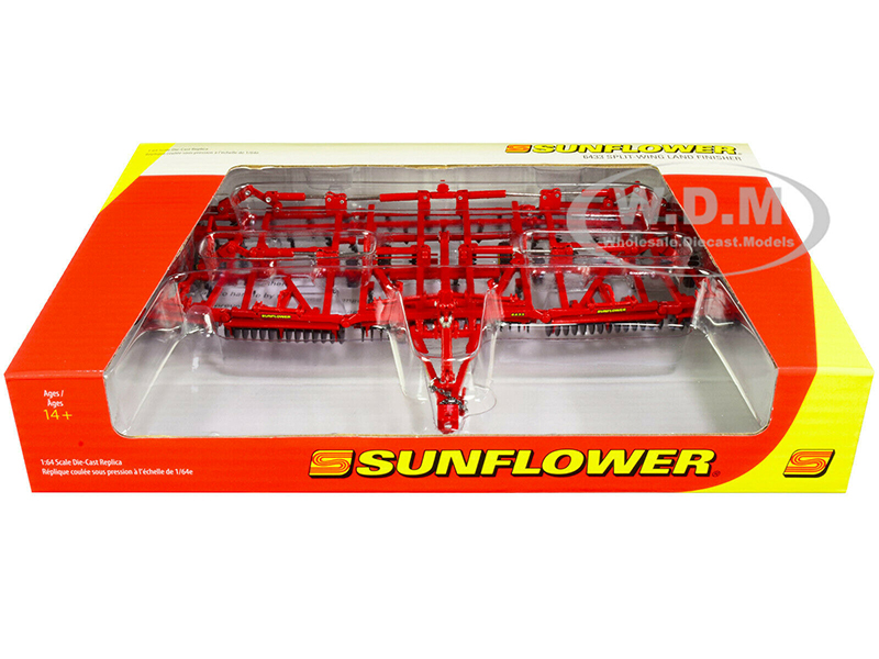 Sunflower 6433 Split-Wing Land Finisher with Folding Wings Red 1/64 Diecast Model by SpecCast