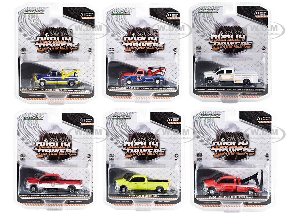 "Dually Drivers" Set of 6 Trucks Series 11 1/64 Diecast Model Cars by Greenlight