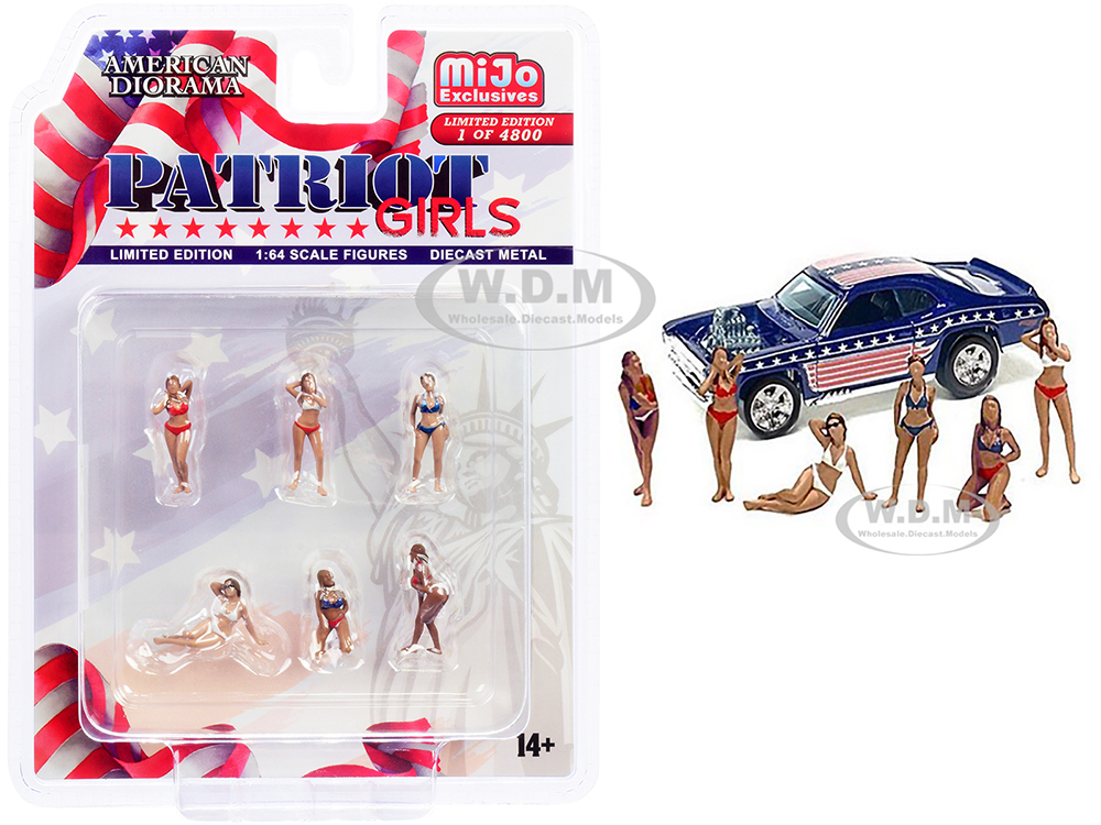 Patriot Girls 6 piece Diecast Figurines Set Limited Edition to 4800 pieces Worldwide for 1/64 Scale Models by American Diorama