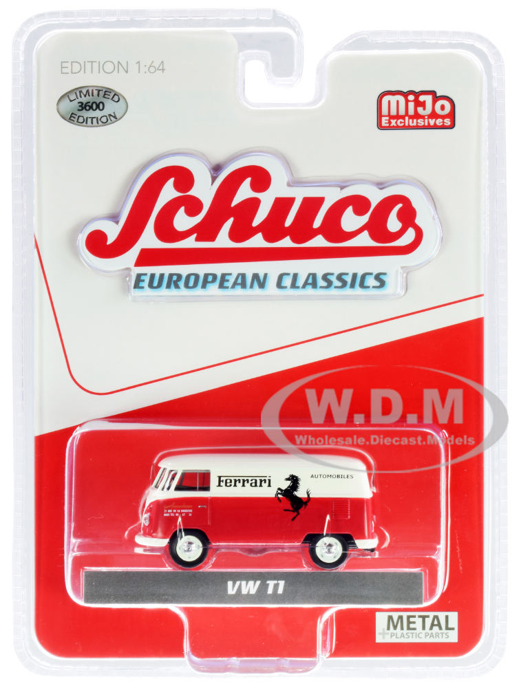 Volkswagen T1 Panel Bus Ferrari Automobiles Red and Cream European Classics Series Limited Edition to 3600 pieces Worldwide 1/64 Diecast Model by Schuco