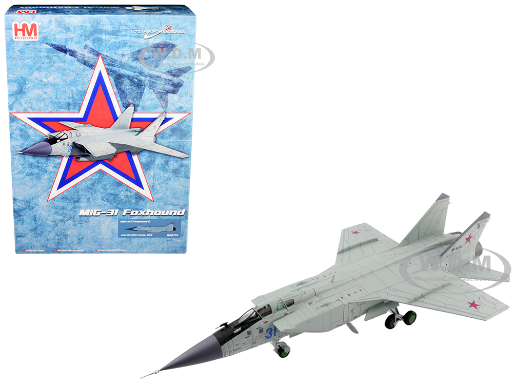 Mikoyan MIG-31K Foxhound D Interceptor Aircraft with KH-47M2 Missile (2022) "Air Power Series" 1/72 Diecast Model by Hobby Master