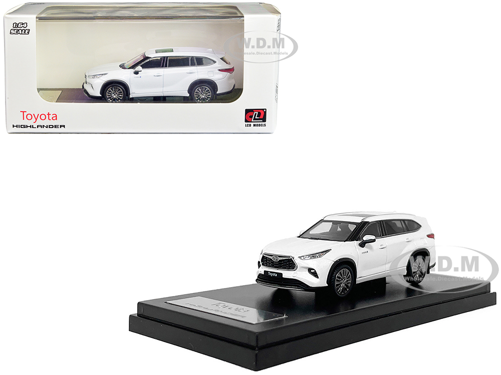 Toyota Highlander White Metallic with Sunroof 1/64 Diecast Model Car by LCD Models