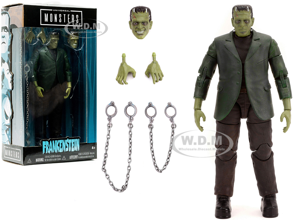 Frankenstein 7" Moveable Figurine with Chains and Alternate Head and Hands "Universal Monsters" Series by Jada