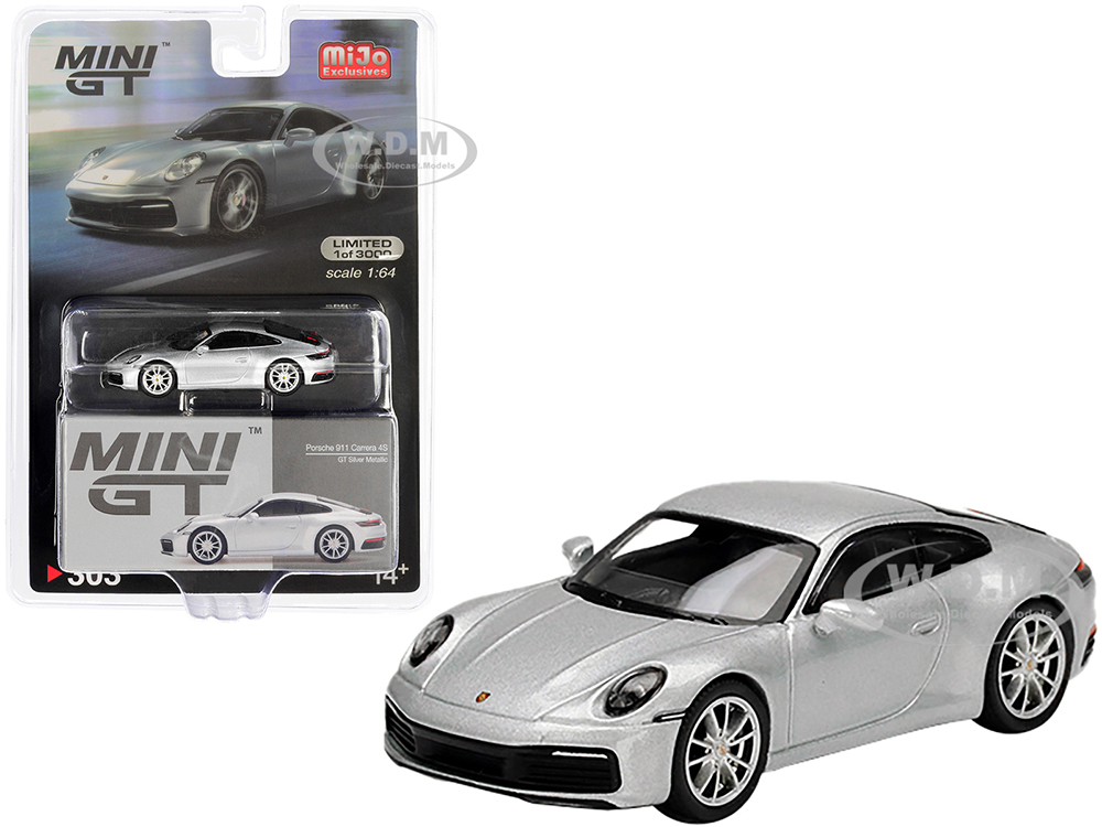 Porsche 911 Carrera 4S GT Silver Metallic Limited Edition to 3000 pieces Worldwide 1/64 Diecast Model Car by True Scale Miniatures