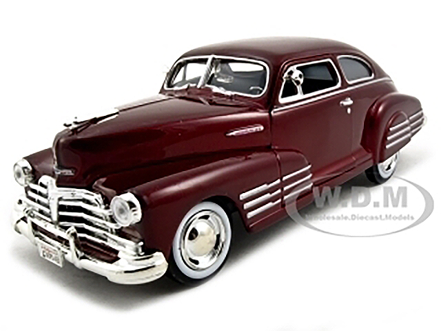 1948 Chevrolet Aerosedan Fleetline Dark Red Metallic 1/24 Diecast Model Car by Motormax
