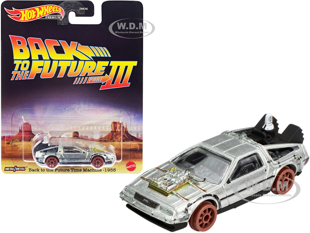 Time Machine (Railroad Version) Brushed Metal Back to the Future Part III (1990) Movie Diecast Model Car by Hot Wheels