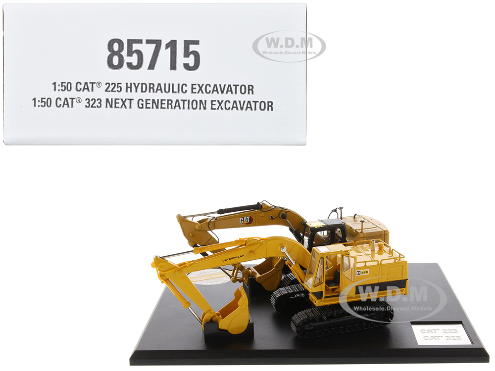 CAT Caterpillar 225 Hydraulic Escavator and CAT Caterpillar 323 Next Generation Hydraulic Escavator Set of 2 pieces Evolution Series 1/50 Diecast Models by Diecast Masters