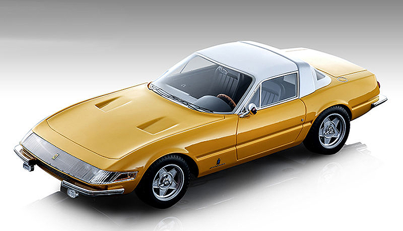 1969 Ferrari 365 GTB/4 Daytona Coupe Speciale Gloss Ferrari Yellow with White Top Mythos Series Limited Edition to 70 pieces Worldwide 1/18 Model Car by Tecnomodel