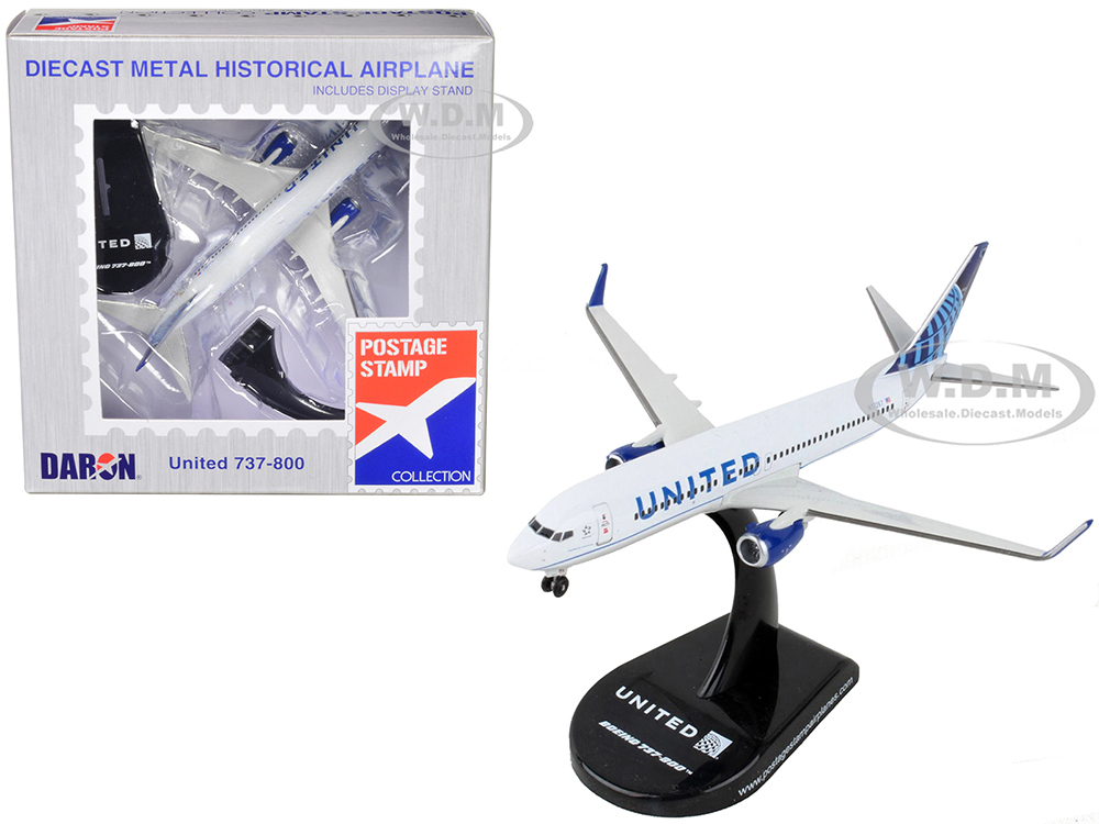 Boeing 737-800 Next Generation Commercial Aircraft "United Airlines" 1/300 Diecast Model Airplane by Postage Stamp