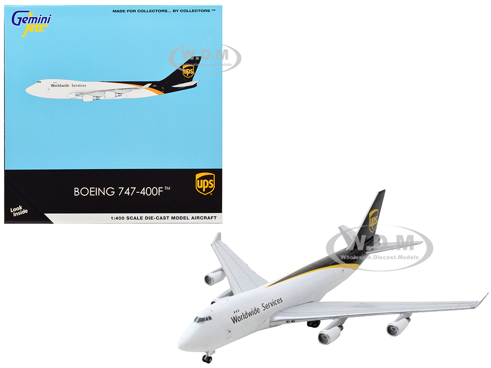 Boeing 747-400F Commercial Aircraft UPS Worldwide Services White With Brown Tail 1/400 Diecast Model Airplane By GeminiJets