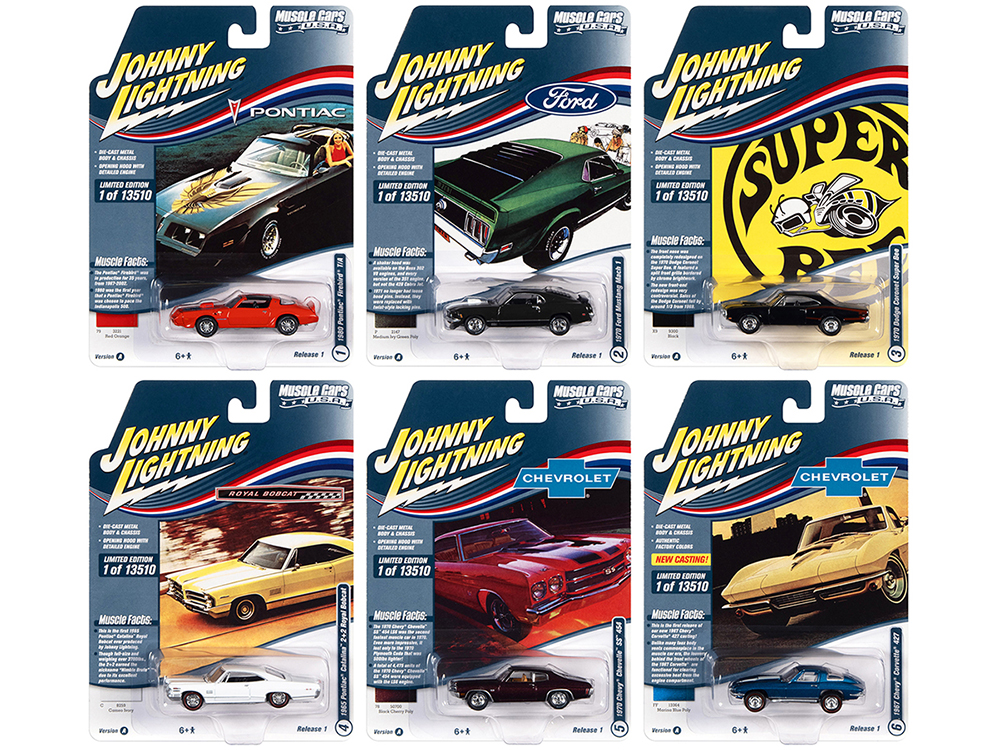 "Muscle Cars USA" 2022 Set A of 6 pieces Release 1 1/64 Diecast Model Cars by Johnny Lightning