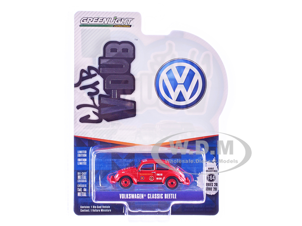 Volkswagen Classic Beetle "Corpo de Bombeiros da Policia Militar" Red "Club Vee-Dub" Series 20 1/64 Diecast Model Car by Greenlight