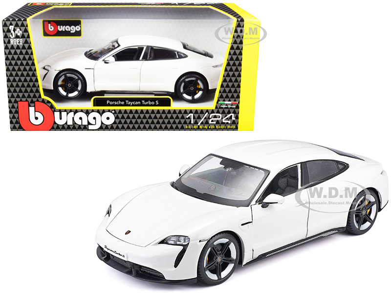 Porsche Taycan Turbo S White 1/24 Diecast Model Car by Bburago