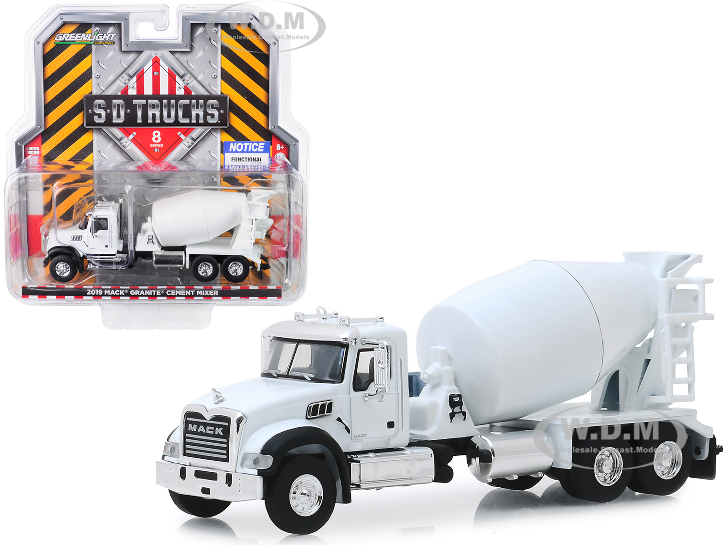 2019 Mack Granite Cement Mixer White "s.d. Trucks" Series 8 1/64 Diecast Model By Greenlight